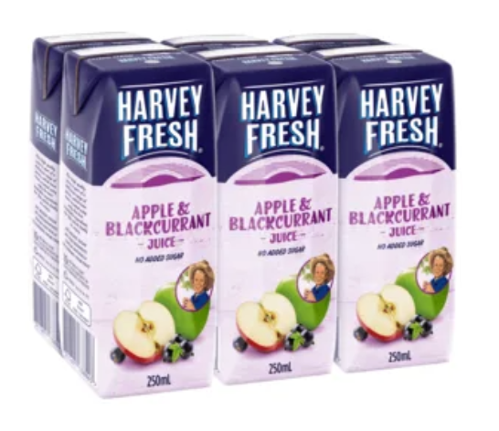 Harvey Fresh Juice 6x250ml - APPLE/BLACKCURRANT