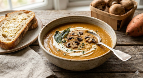 Creamy Mushroom & Sweet Potato Soup