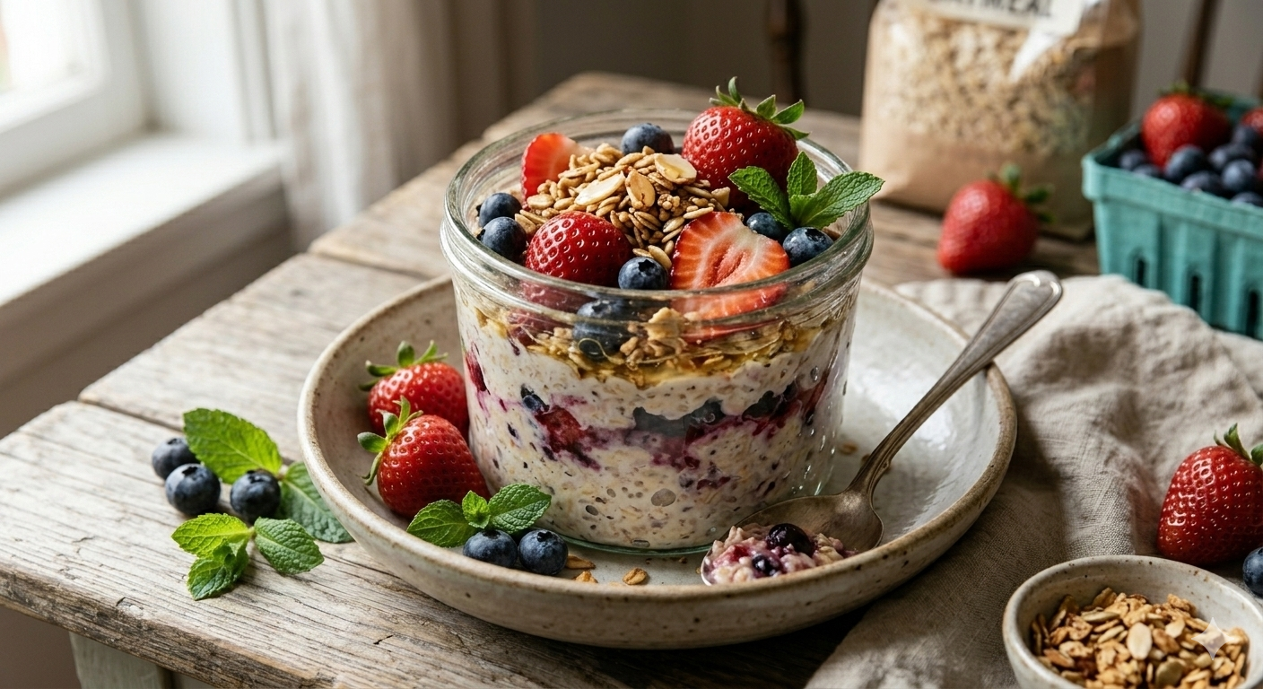 Strawberry Blueberry Overnight Oats